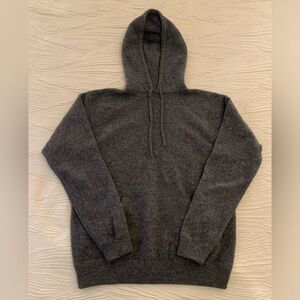 Polo Ralph Lauren Gray 100% Lambswool Hoodie, size Medium